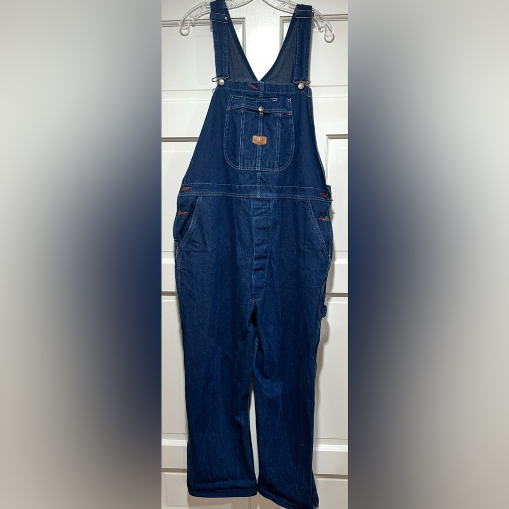 Red Kap men’s Denim Overalls with Red Stitching size 44x30‎